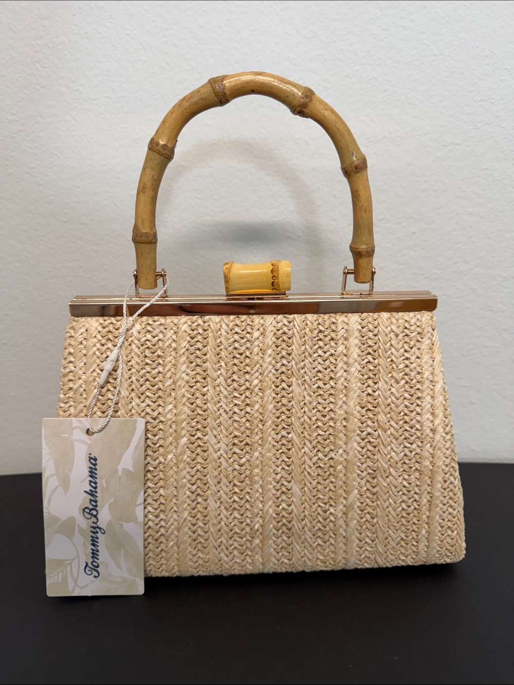 Tommy Bahama | Natural Clutch with Bamboo Handle & Snap Lock w/Crossbody 🌴